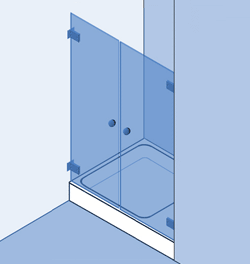 Type 3: Douchewand, dubbele deuren